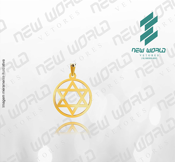 Arquivo de Pingente Redondo Estrela de Davi Vazado 1 - Formato DXF - Tamanho 25 mm