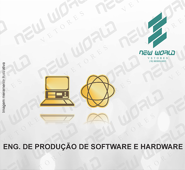 Arquivo de Emblema de Engenharia da Produção de Software e Hardware - Formato DXF - Tamanho 8 mm
