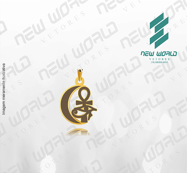 Arquivo de Pingente Lua com Ankh e Olho de Hórus - Formato DXF - Tamanho 30 mm