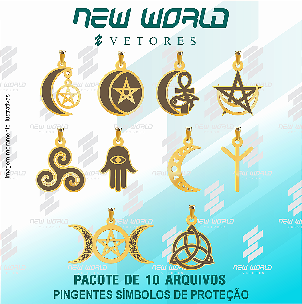 Pacote de Arquivos de Pingentes Símbolos de Proteção - Formato DXF - Tamanho 30 mm