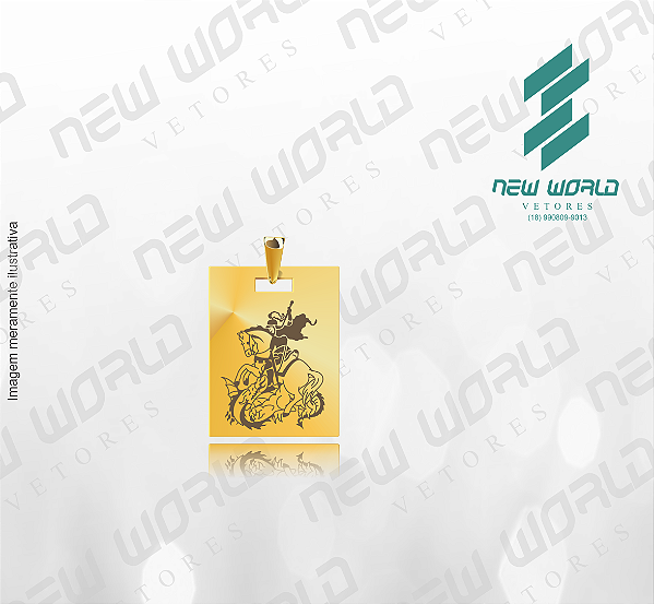 Arquivo de Pingente Retangular São Jorge - Formato DXF - Tamanho 25 mm