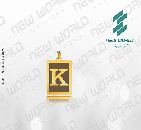 Arquivo de Pingente Retangular Letra K - Formato DXF - Tamanho 20 mm