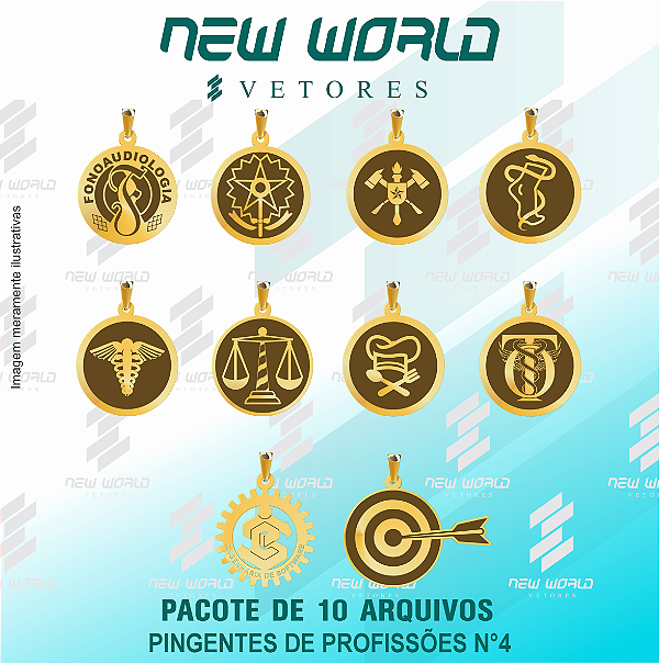 Pacote de Arquivos de Pingentes de Profissões N°4 - Formato DXF - Tamanho 30 mm