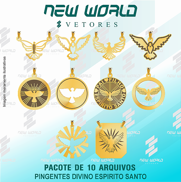 Pacote de Arquivos de Pingentes Divino Espirito Santo - Formato DXF - Tamanho 20 mm