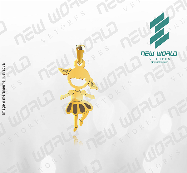 Arquivo de Pingente Menina Bailarina - Formato DXF - Tamanho 20 mm