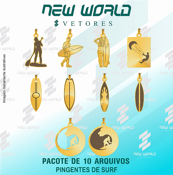 Pacote de Arquivos de Pingentes de Surf - Formato DXF - Tamanho 25 mm