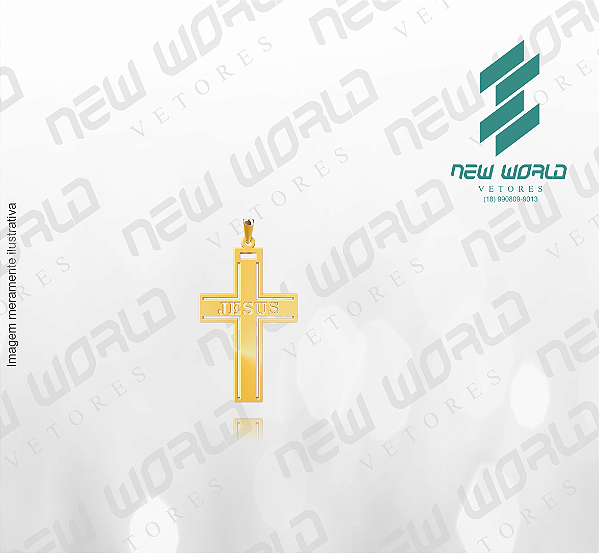 Arquivo de Pingente Cruz Nome Jesus Vazado  - Formato DXF - Tamanho 30 mm