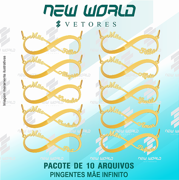 Pacote de Arquivos de Pingentes Mãe Infinito - Formato DXF - Tamanho 35 mm
