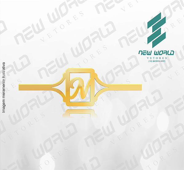 Arquivo de Anel Caixa Retangular Letra N - Formato DXF - Tamanho 65 mm