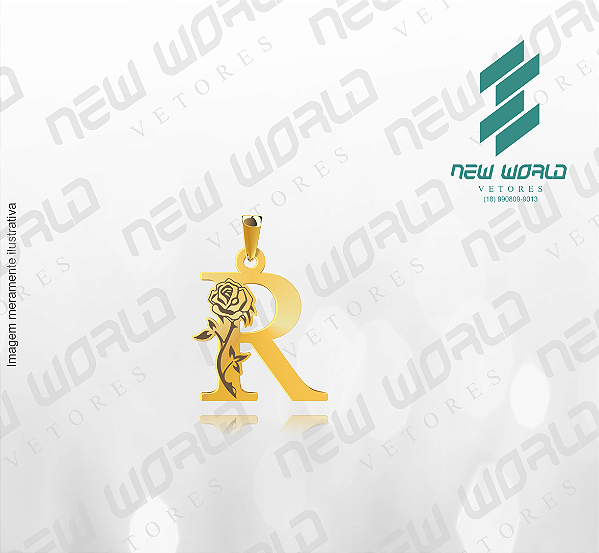 Arquivo de Pingente Rosa Letra R - Formato DXF - Tamanho 30 mm