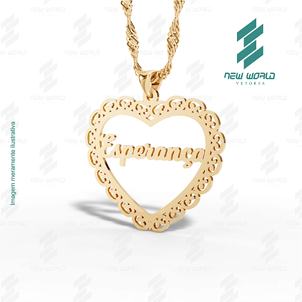 Arquivo de Pingente Coração com palavra Esperança - Formato DXF - Tamanho 30 mm