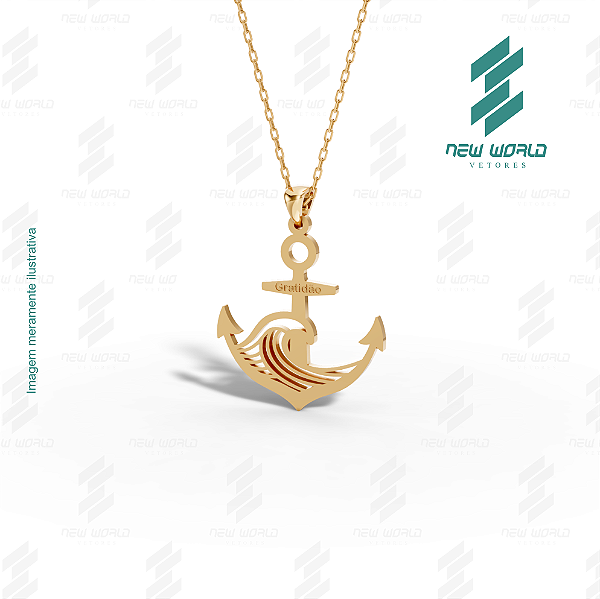 Arquivo de Pingente Ancora da Gratidão - Formato DXF - Tamanho 28 mm