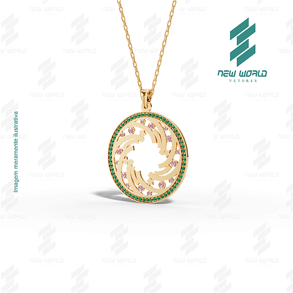 Arquivo de Pingente Roda da Prosperidade - Formato DXF - Tamanho 28 mm