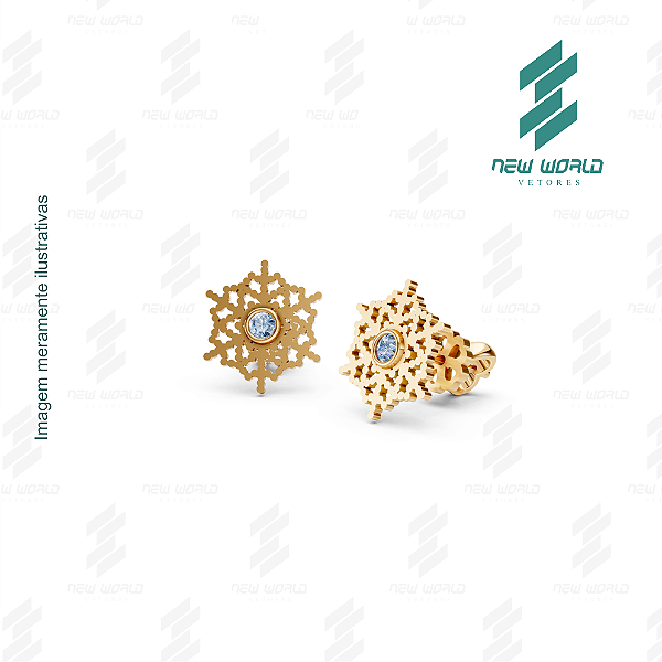 Arquivo de Brinco Floco de Neve Encantado - Formato DXF - Tamanho 15 mm