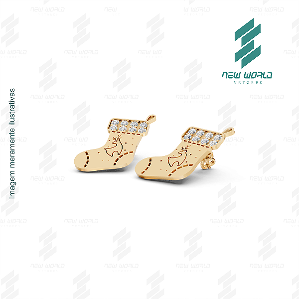 Arquivo de Brinco Meia de Natal Alegre - Formato DXF - Tamanho 15 mm