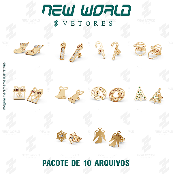 Pacote de Arquivos de Brincos Brilho Natalino - Formato DXF - Tamanho 15 mm