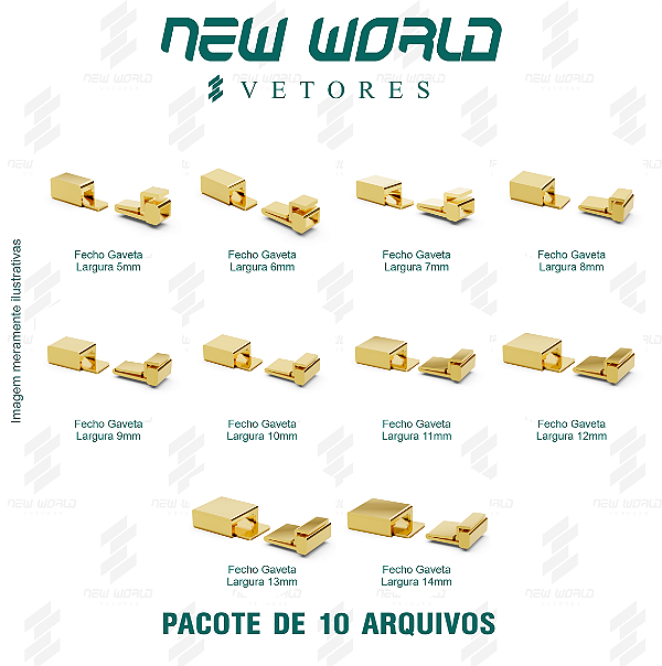 Pacote de Arquivos de Fechos Gavetas - Formato DXF, SVG - Tamanho de 5 a 14mm