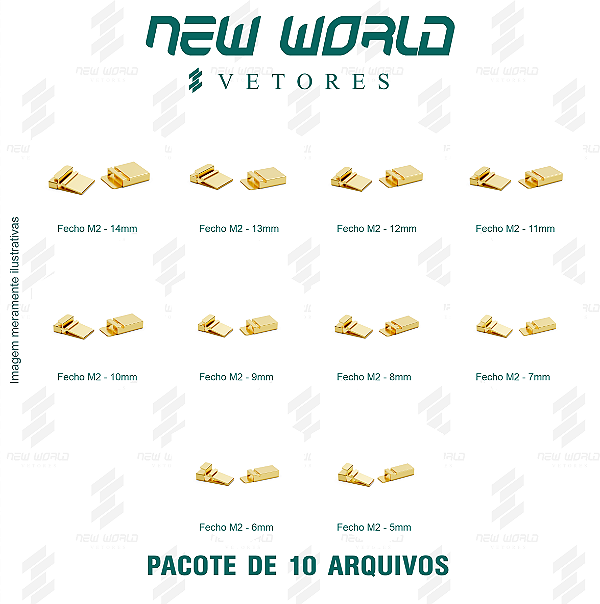 Pacote de Arquivos de Fechos Gavetas 2 - Formato DXF, SVG - Tamanho de 5 a 14mm