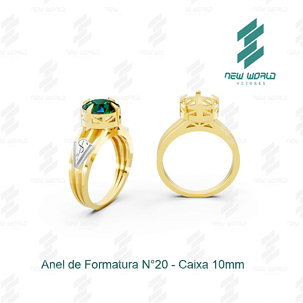 Arquivo de Anel Formatura Caixa Redonda N°20 - Formato DXF, SVG - Tamanho 18,46mm