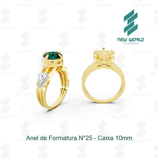 Arquivo de Anel Formatura Caixa Redonda N°25 - Formato DXF, SVG - Tamanho 20,5 mm