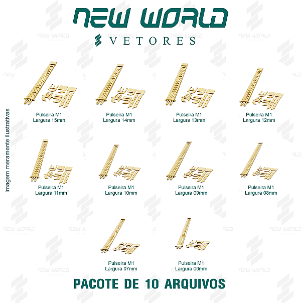 Pacote de Arquivos de Pulseiras Completas - Formato DXF - Medidas: Tamanho 06MM à 15MM