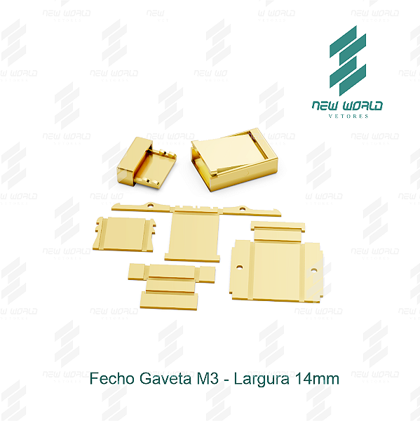 Arquivo de Fecho Gaveta 3 - Formato DXF, SVG - Tamanho 14 mm