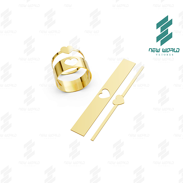 Arquivo de Anéis Coração Vazado - Formato DXF, SVG - Tamanho 8 e 6 mm