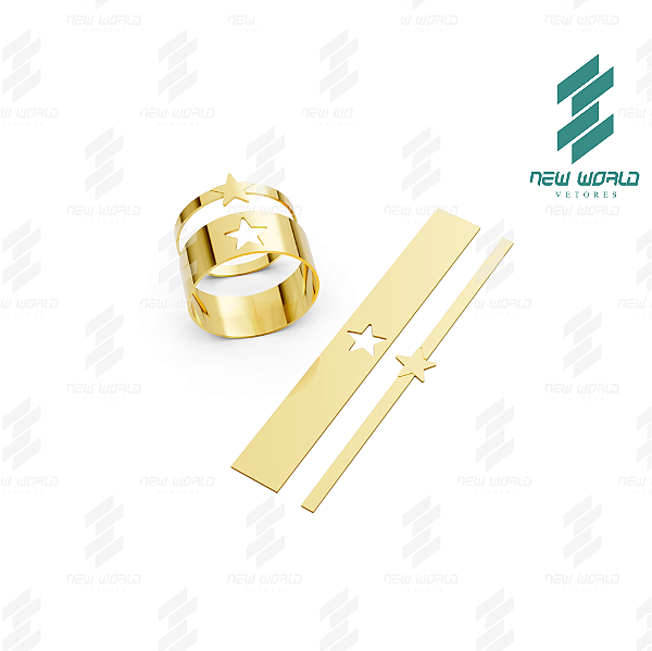 Arquivo de Anéis Estrela Vazada - Formato DXF, SVG - Tamanho 8 e 6 mm