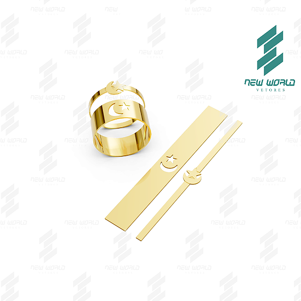 Arquivo de Anéis Lua Estrela Vazada - Formato DXF, SVG - Tamanho 8 e 6 mm