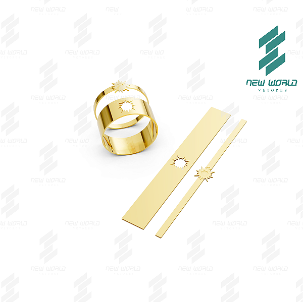 Arquivo de Anéis Sol Vazado - Formato DXF, SVG - Tamanho 8 e 6 mm