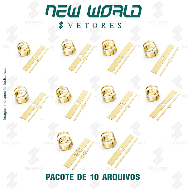 Pacote de Arquivos de Anéis Pares de Sintonia - Formato DXF, SVG - Tamanho de 8 e 6 mm