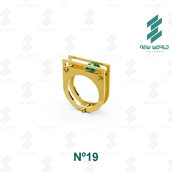 Arquivo de Anel Fenda com Pedra 8mm - Formato DXF, SVG - Nº19 (para chapa de 1mm)