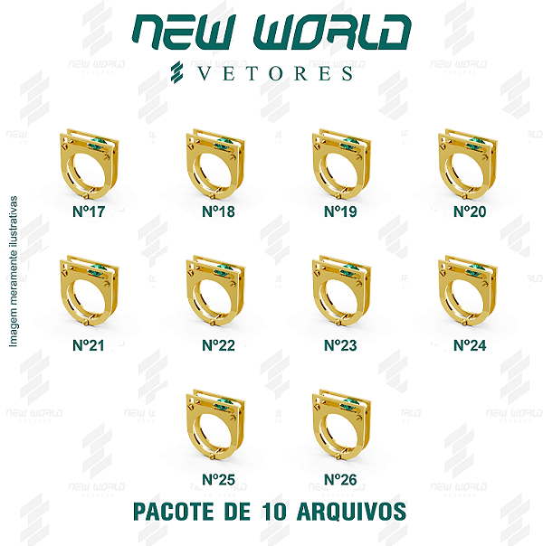 Pacote de Arquivos de Anéis de Fenda Pedra 8mm - Formato DXF, SVG - Tamanho de Nº17 a Nº26