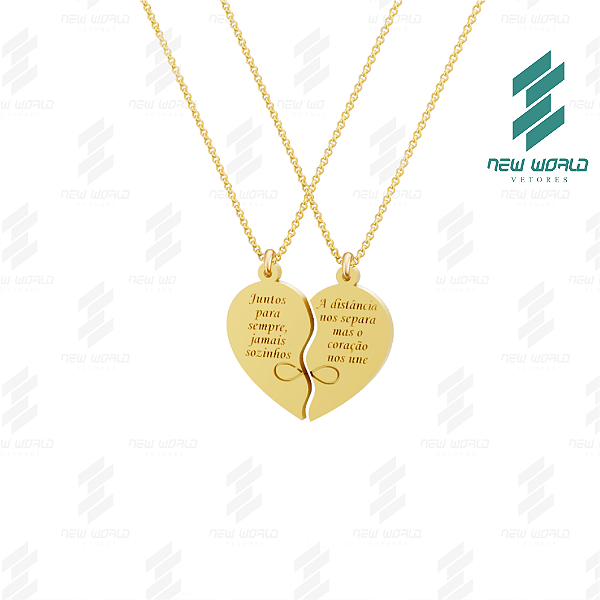 Arquivo de Pingente Coração Partido Infinito com Frase - Formato DXF e SVG - Tamanho 25 mm