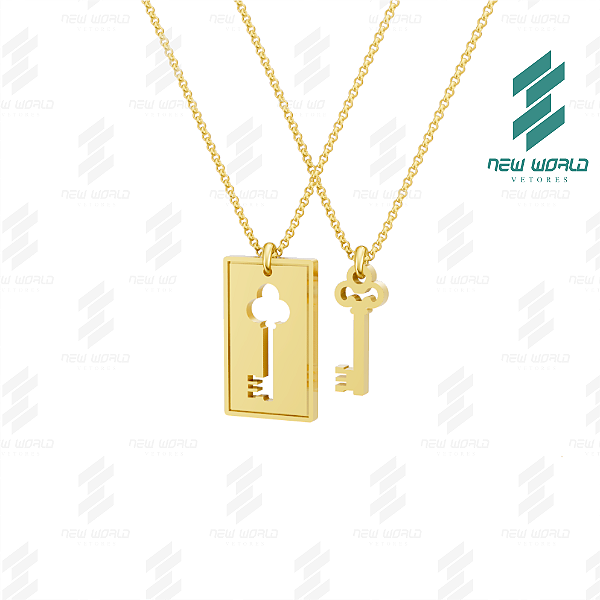 Arquivo de Pingente Retangular Chave Vazado - Formato DXF e SVG - Tamanho 25 mm