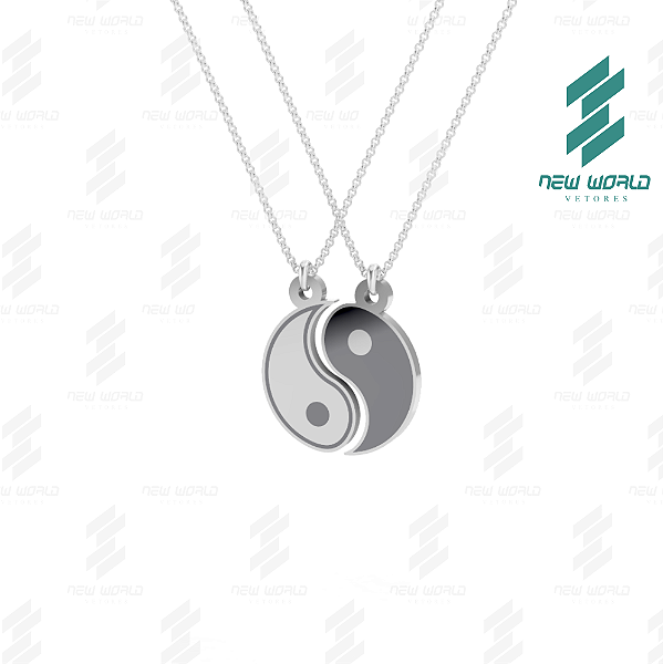 Arquivo de Pingente Retangular Yin Yang - Formato DXF e SVG - Tamanho 25 mm