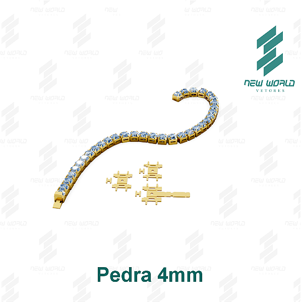Arquivo de Pulseira Completa com Pedras - Formato DXF e SVG - Pedra Tamanho 4mm