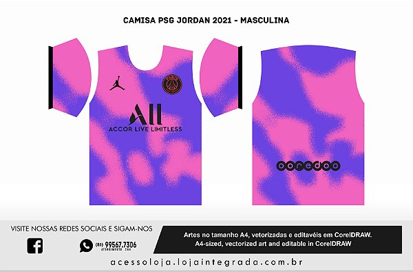 Camisa PSG Jordan 2021 - Masculina - Vetor Corel Draw