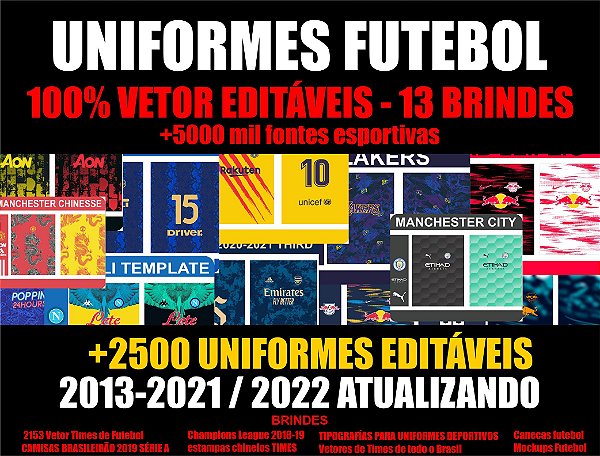 KIT FUTEBOL Vetores Uniforme Camisas Sublimada Cdr, Pacote +2500