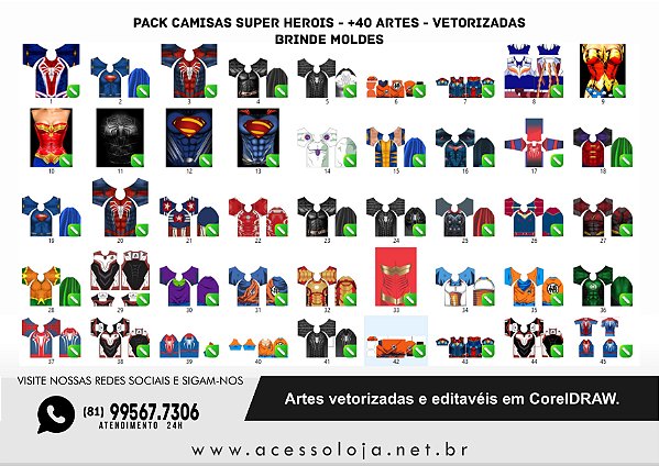 Pack Camisas Super Herois - +40 Artes - Vetorizadas