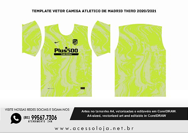 Template vetor Camisa Atletico de Madrid Third 2020/2021