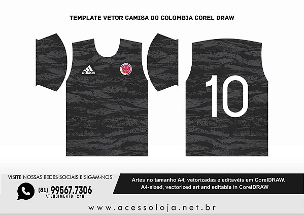 Template vetor camisa do COLOMBIA COREL DRAW