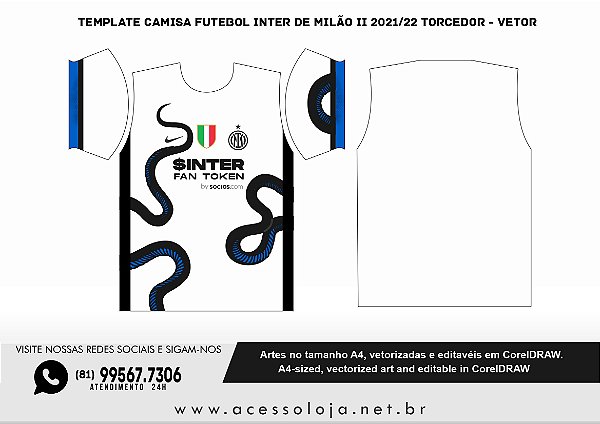 Template Camisa Futebol Inter de Milão II 2021/22 Torcedor - Vetor