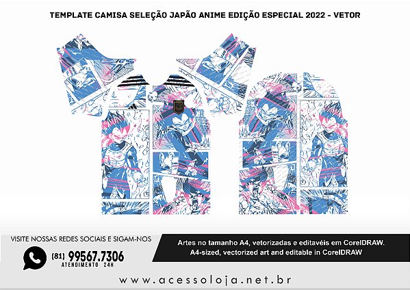 Template Camisa Seleção Japão Anime Edição Especial 2022 - Vetor