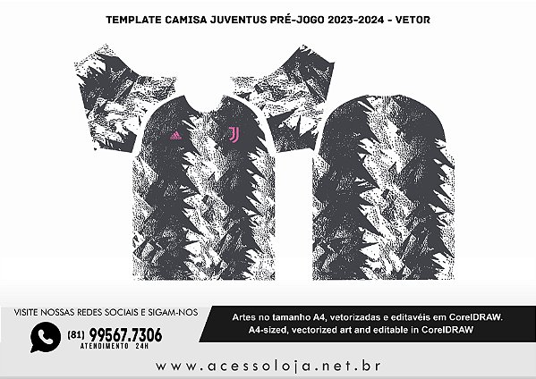 Template Camisa Juventus Pré-Jogo 2023-2024 - Vetor