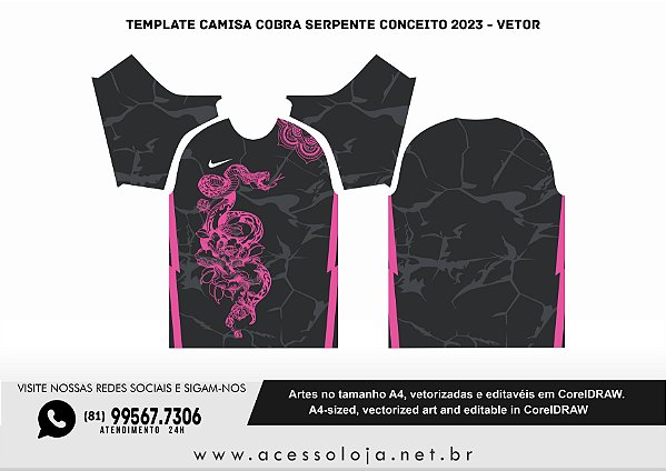 Template Camisa COBRA SERPENTE CONceito 2023 - Vetor