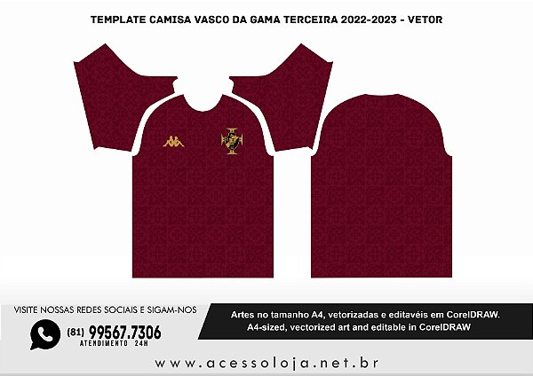 Template Camisa Vasco da Gama TERCEIRA 2022-2023 - Vetor