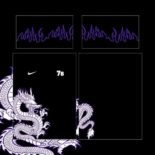 Template Camisa Dragão Fire Roxo 23 - Vetor