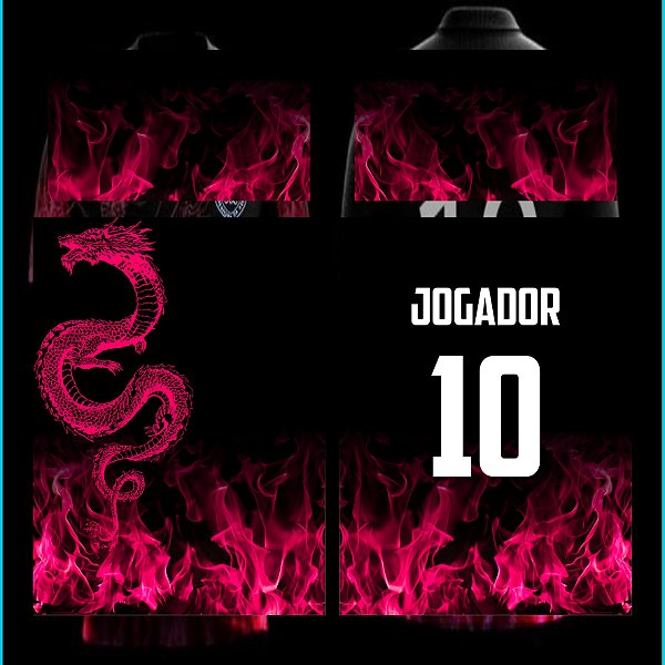 Template Camisa - Dragão Fire Rosa - Vetor