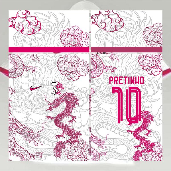 Template Camisa - Dragão Pink White 23 - vetor